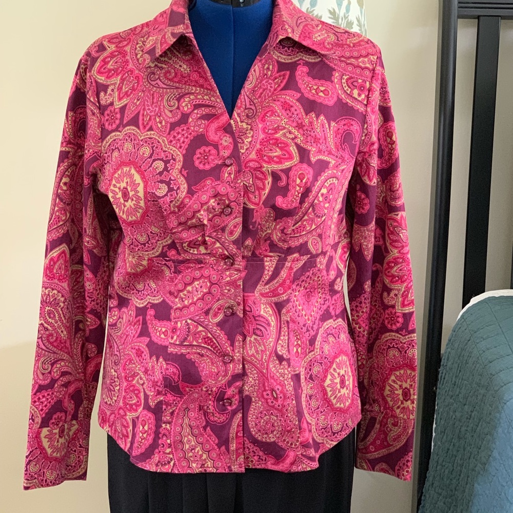 Jones New York Collection Paisley Button Blouse